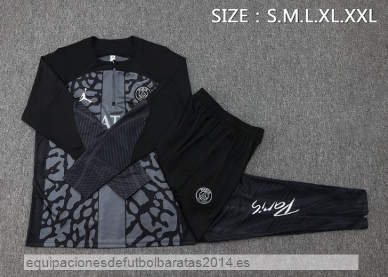 Nuevo Conjunto Completo Sudadera Entrenamiento Paris Saint Germain 23/24 Gris I Negro Baratas